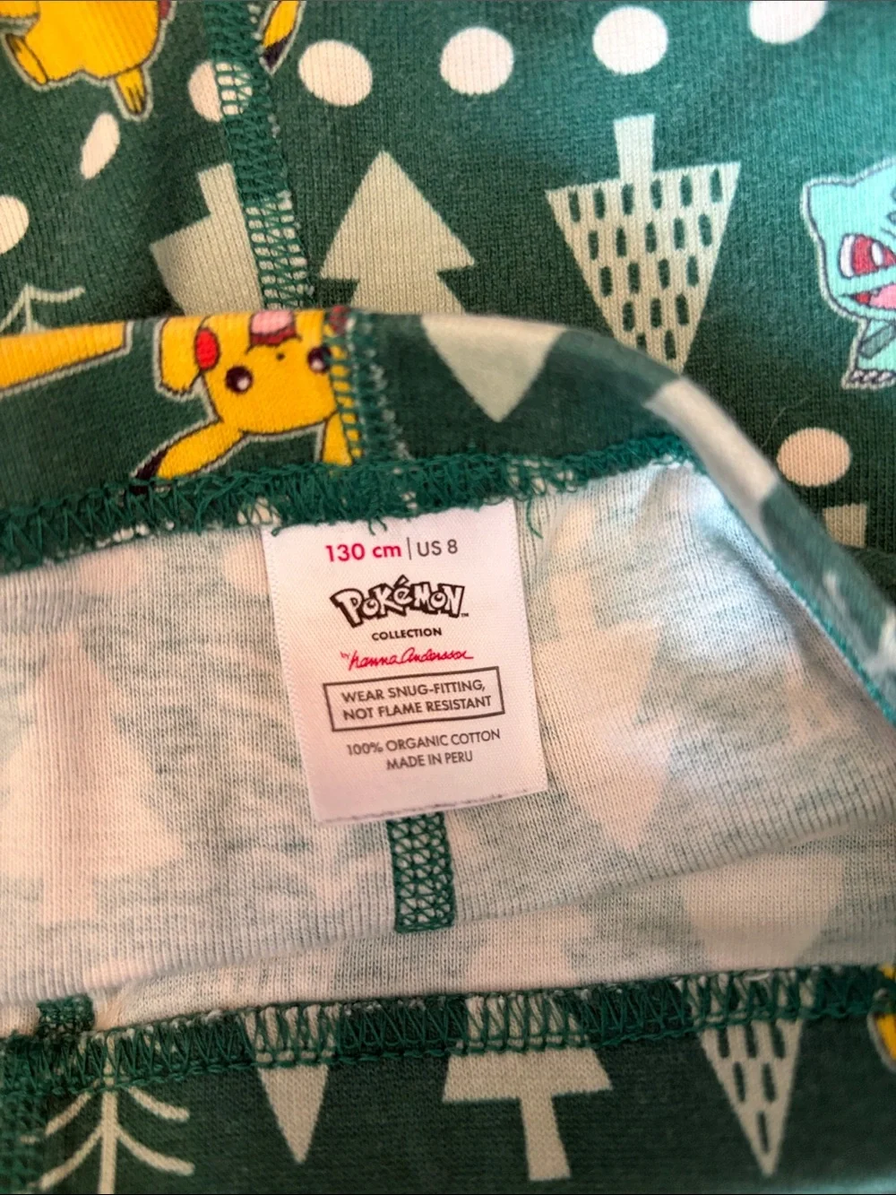 Hanna Andersson 100% Organic Cotton Pokemon Christmas Print Pajama Pants Size 8
